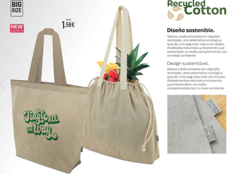 Bolsa algodon reciclado gran capacidad ecobarna