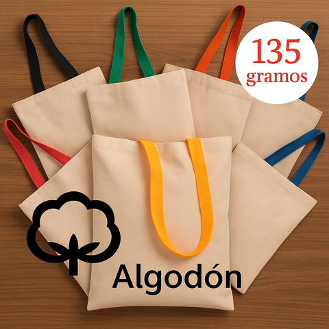 bolsas de algodon asas de colores marca handle