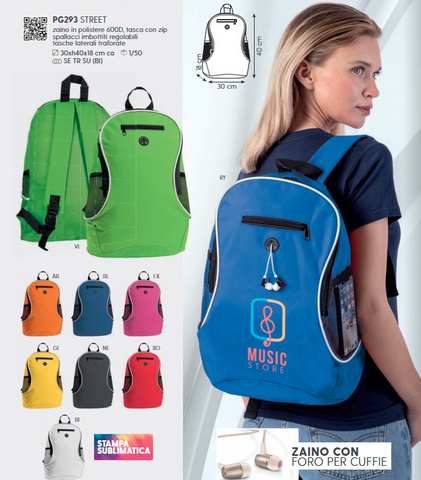 mochila con salida de auriculares merchandising