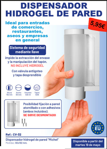dispensador hidrogel pared